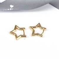 Simple Gold Star Shaped Copper Earrings Wholesale main image 3