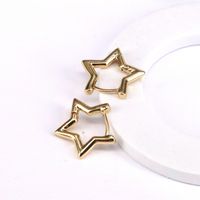 Simple Gold Star Shaped Copper Earrings Wholesale main image 4