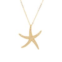 Fashion Micro-set Zircon Necklace Creative Copper Electroplating Starfish Necklace main image 1