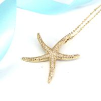 Fashion Micro-set Zircon Necklace Creative Copper Electroplating Starfish Necklace main image 3