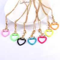 Enamel Color Drop Nectarine Heart Pendant Fashion Pendant Copper Necklace main image 3