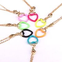 Enamel Color Drop Nectarine Heart Pendant Fashion Pendant Copper Necklace main image 4
