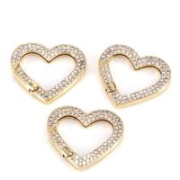 Fashion Copper Gold-plated Micro-set Zircon Heart-shaped Spring Buckle Key Chain main image 2