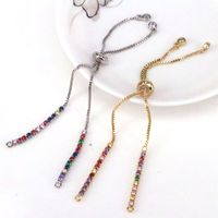 Diy Jewelry Accessories Copper Color Zirconium Push-pull Adjustable Bracelet main image 5