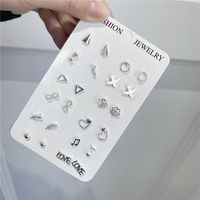 12 Pairs Of Silver Ear Studs Suit Fashion New Simple Earring Wholesale main image 3