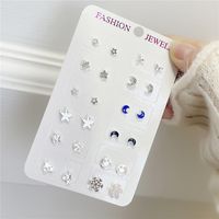 12 Pairs Of Silver Ear Studs Suit Fashion New Simple Earring Wholesale main image 4