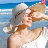 Chapeau De Dames De Protection Solaire De Plage D&#39;été Pliable De Paille D&#39;été De Paille De Grand Bord main image 1