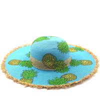 Sombrero Para El Sol Con Protector Solar De Paja De Ala Grande Para La Playa Con Animales Pintados A Mano A La Moda main image 1