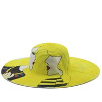 Fashion Hand-painted Animal Beach Big Brim Straw Sunscreen Sun Hat main image 4