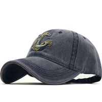 Fashion Fishing Anchor Embroidery Washed Cowboy Outdoor Cap main image 6