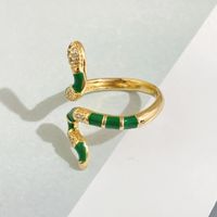 New Copper-plated 18k Gold Snake-shaped Winding Diamond Open Ring sku image 1