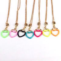 Enamel Color Drop Nectarine Heart Pendant Fashion Pendant Copper Necklace sku image 1
