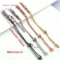 Diy Jewelry Accessories Copper Color Zirconium Push-pull Adjustable Bracelet sku image 1