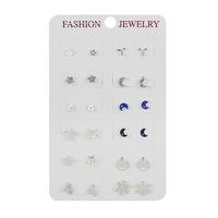 12 Pairs Of Silver Ear Studs Suit Fashion New Simple Earring Wholesale sku image 2
