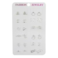 12 Pairs Of Silver Ear Studs Suit Fashion New Simple Earring Wholesale sku image 1