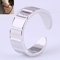 Korean Style Fashion Simple Square Indentation Open Copper Ring main image 1