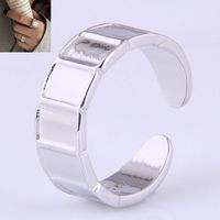 Korean Style Fashion Simple Square Indentation Open Copper Ring main image 2