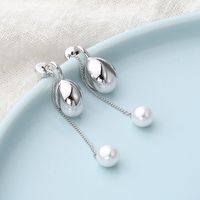Fashion Classic Glossy Water Drop Pearl Chain Drop Earrings sku image 1