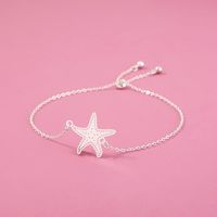 Nueva Joyería De Moda Simple Estrella De Mar Elemento Azul Cielo Plata Luminosa Pulsera Ajustable Estirable Joyería main image 4