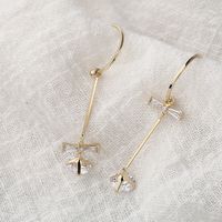Simple Fashion C-shaped Copper Zircon Bows Asymmetrical Earrings main image 5