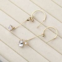 Simple Fashion C-shaped Copper Zircon Bows Asymmetrical Earrings main image 7