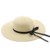 Summer New Seaside Big-brimmed Ladies Straw Hat Travel Foldable Bow Dome Straw Hat sku image 1