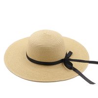 Summer New Seaside Big-brimmed Ladies Straw Hat Travel Foldable Bow Dome Straw Hat sku image 3
