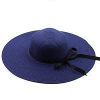 Summer New Seaside Big-brimmed Ladies Straw Hat Travel Foldable Bow Dome Straw Hat sku image 4