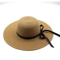 Summer New Seaside Big-brimmed Ladies Straw Hat Travel Foldable Bow Dome Straw Hat sku image 5
