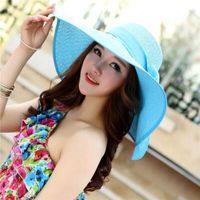 Big Brim Straw Summer Female Foldable Summer Beach Sunscreen Ladies Hat sku image 1
