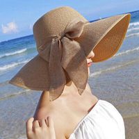 Big Brim Straw Summer Female Foldable Summer Beach Sunscreen Ladies Hat sku image 6