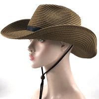 Straw Men's Summer Sunshade Big-brimmed Jazz Cowboy Ladies Outdoor Cool Hat sku image 2