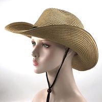 Straw Men's Summer Sunshade Big-brimmed Jazz Cowboy Ladies Outdoor Cool Hat sku image 4