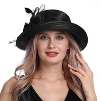Sombrero De Playa Para Mujer Con Sombrilla De Ala Grande Y Flor De Malla A La Moda De Verano sku image 1