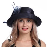 Sombrero De Playa Para Mujer Con Sombrilla De Ala Grande Y Flor De Malla A La Moda De Verano sku image 4