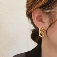 Korean Women's Autumn And Winter Geometric Interlock Alloy Earrings main image 3