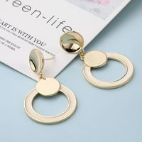 Simple Golden Glossy Double Solid Circles Copper Earrings main image 1