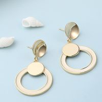 Simple Golden Glossy Double Solid Circles Copper Earrings main image 3