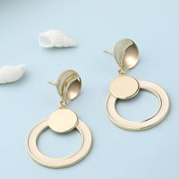 Simple Golden Glossy Double Solid Circles Copper Earrings main image 4