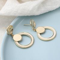 Simple Golden Glossy Double Solid Circles Copper Earrings main image 5