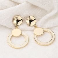 Simple Golden Glossy Double Solid Circles Copper Earrings main image 6