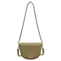 Fashion Messenger Bag New Metal Buckle Solid Color Saddle Bag 14*21*6cm main image 6