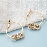 Simple Korean Style Multiple Circles Zircon Pearl Copper Earrings main image 6