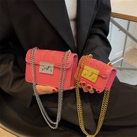 2022 New Solid Color Geometric Metal Buckle Small Square Bag 16*11*5.5cm main image 3