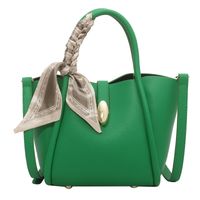 New Trendy Fashion Silk Decoration Portable One-shoulder Bucket Bag 28*18*11cm main image 6