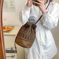 Straw Bucket Bag Women's Spring And Summer Large Capacity Shoulder Bag 19*31*19cm main image 1