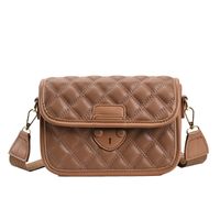 New Rhombus Embossed Solid Color Wide-band Messenger Small Square Bag 23*6*16cm main image 6
