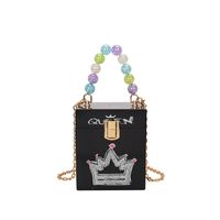 Acrylic Women's New Fashion Hand-held Small Square Crown One-shoulder Messenger Bag11*13*11cm main image 6