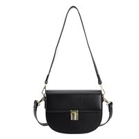 Simple Metal Buckle Female Bag Retro Shoulder Messenger Saddle Bag 21*16*7cm sku image 3