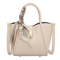 New Trendy Fashion Silk Decoration Portable One-shoulder Bucket Bag 28*18*11cm sku image 3